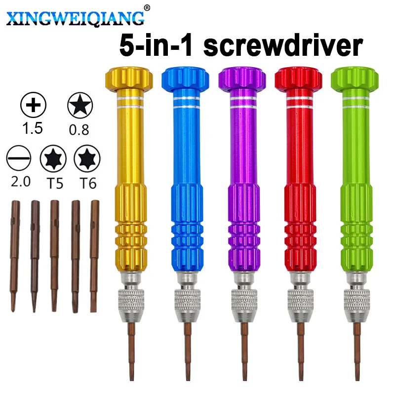 Zestaw wkrętaków 5 w 1 Torx Wielofunkcyjny zestaw narzędzi do naprawy otworów Precyzyjny śrubokręt do telefonów Tablet PC