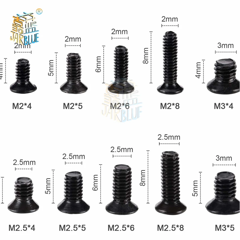 Jeu de vis Phillips à tête plate pour ordinateur portable, kit de petites vis pour ordinateur, M2, M2.5, M3, KM, 250 pièces, 500 pièces