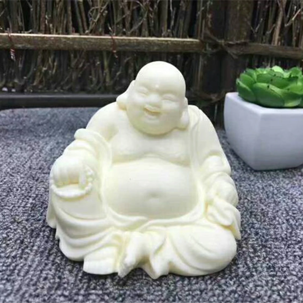 Mini Buddha Statue Ivory Fruit Carving Maitreya Small Ornaments Cute Crafts Car Decoration Figure Statue Home Decorations