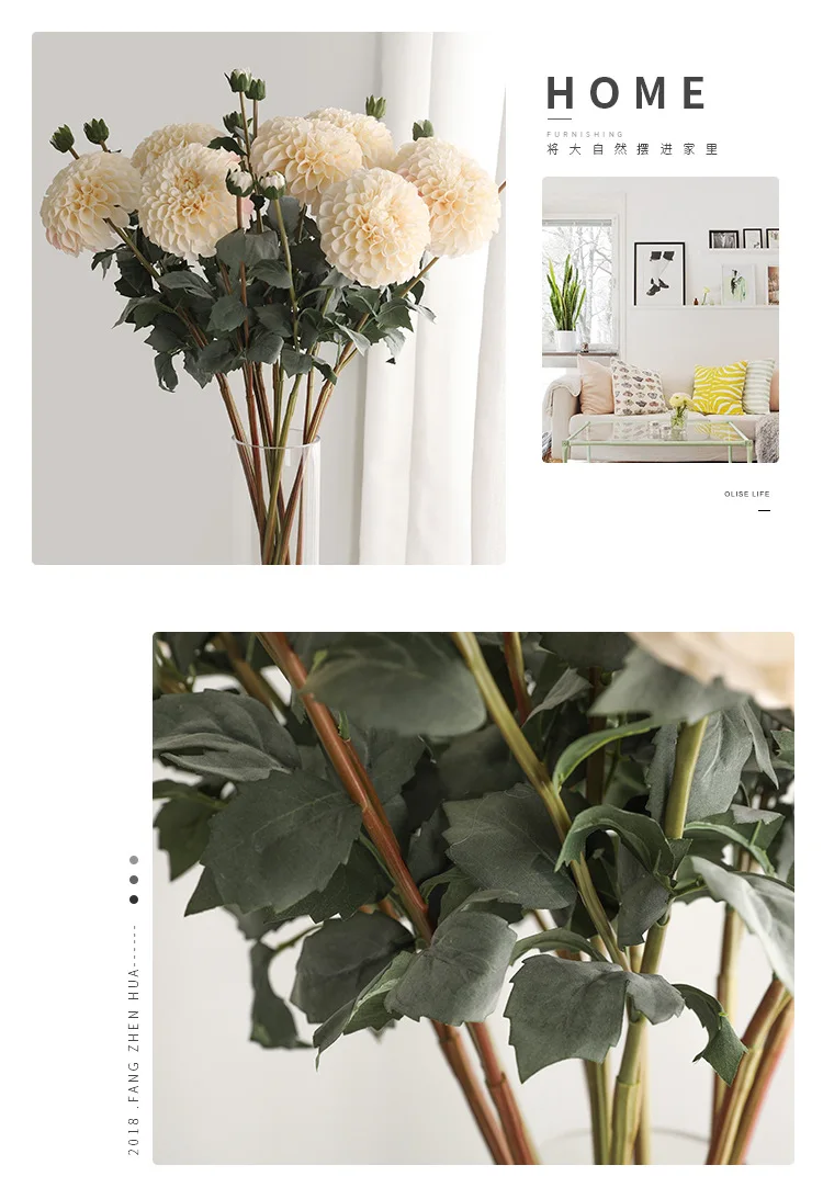 American Home Layout Simulation Autumn Daisy Fake Flower Studio Shooting Props Simulation 2 Oil Painting Dahlia