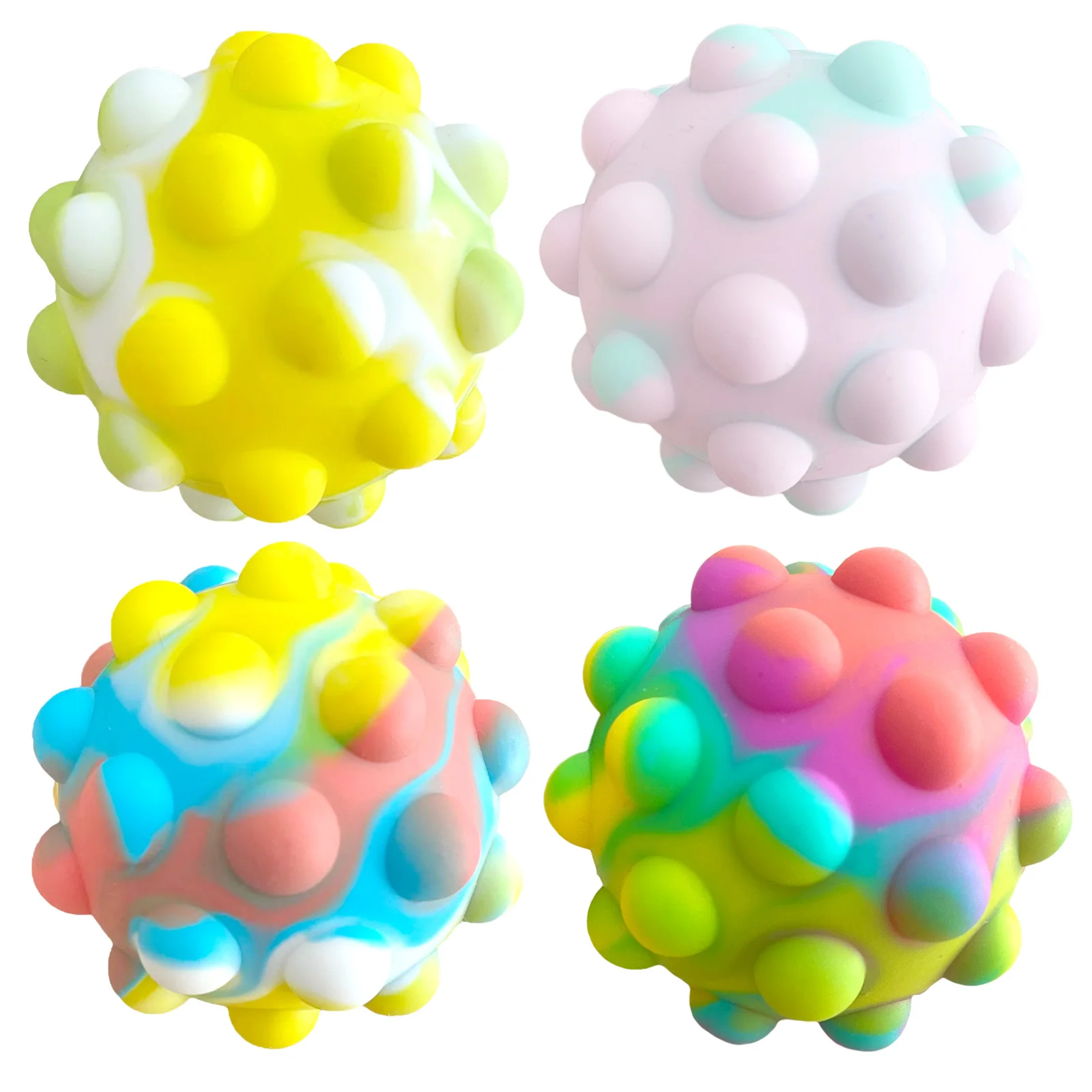 Stylish 3D Pop Pinch Ball Silicone Push It Bubble Balls Anti-stress Vent Toys for Kids Adults Gifts 3