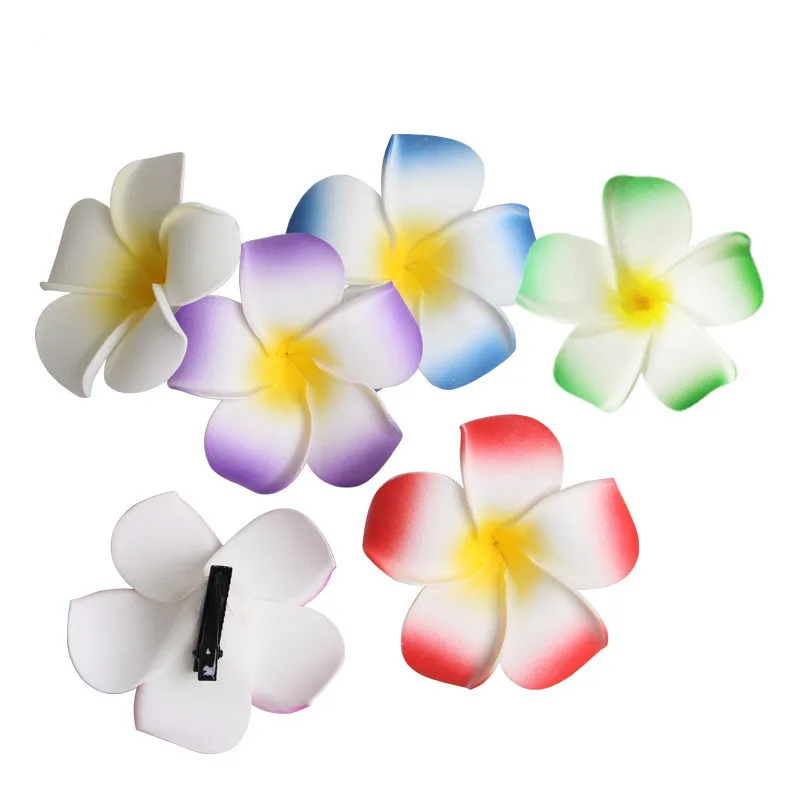 12PCS Hawaii Hawaiian Plumeria Flower Clips Bridal Wedding Party Beach Hair Clips for Women Girls Weddings Parties