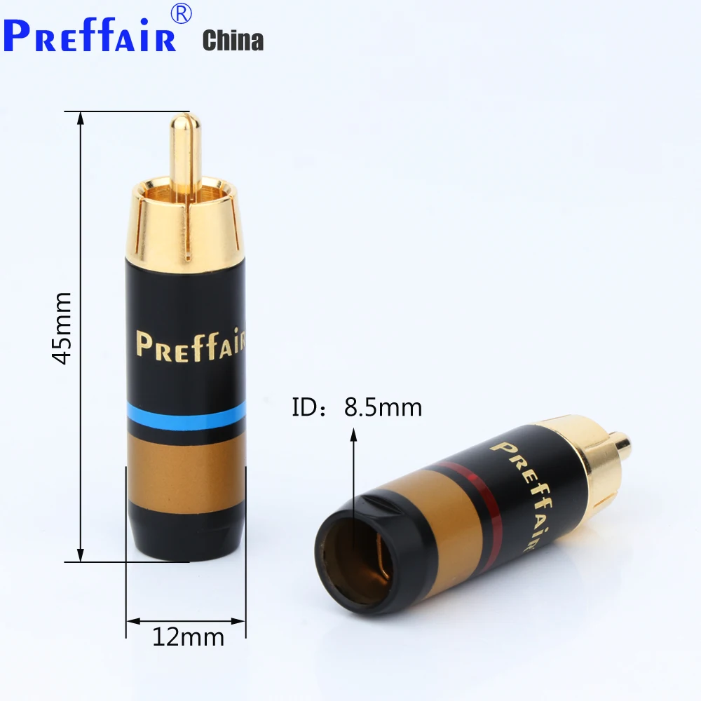 4Pcs R1759 Preffair Gold Plated RCA Plug Lock Collect Solder A/V Connector HIFI Connector for DIY cable