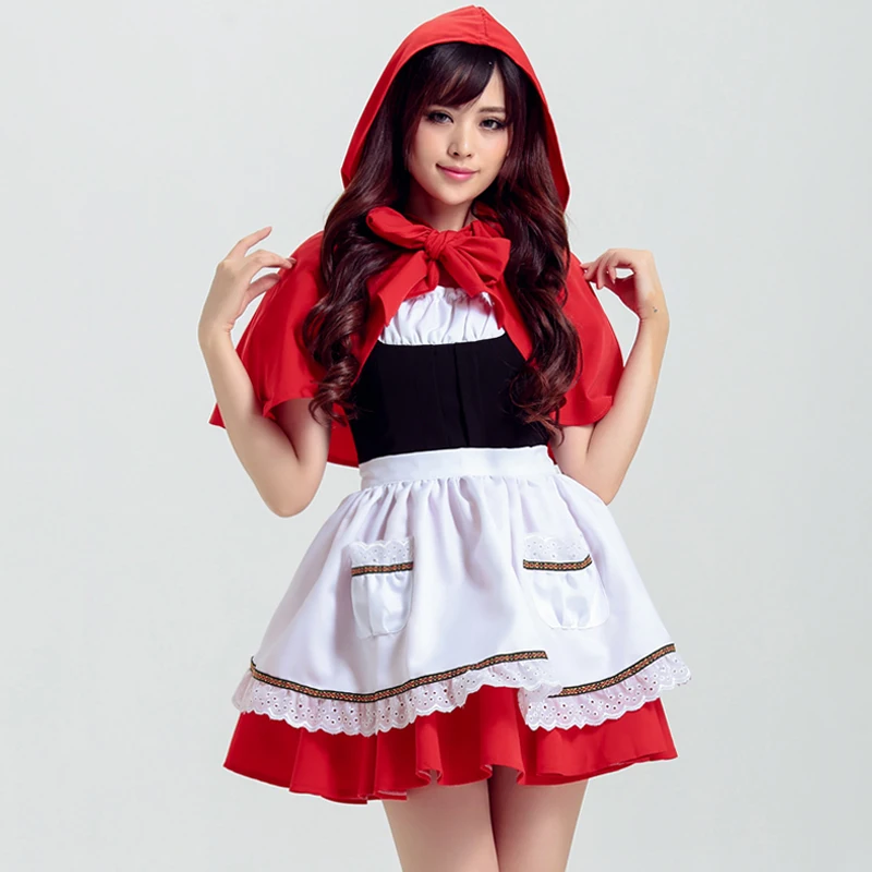 Costume de Cosplay japonais pour femme, jupe courte, mignon, petit chaperon rouge, Halloween