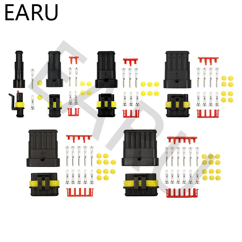 5 sets 1P 2P 3P 4P 5P 6P AMP 1.5 Super Seal Waterproof Electrical Wire Cable Connector Male Female Plug for Car Auto Xenon lamp