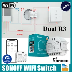 SONOFF-듀얼 R3 라이트 스마트 Wifi 커튼 스위치, 전동 롤러 셔터 제어용, 알렉사 구글 홈으로 작동