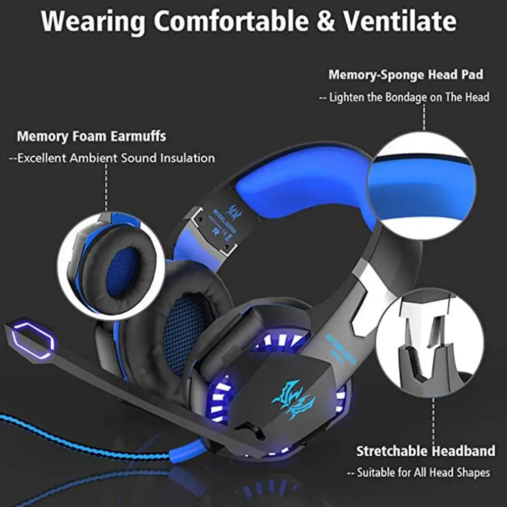 Проводная игровая гарнитура, наушники с объемным звуком и глубокими басами, стереонаушники Casque с микрофоном для игр, XBox, PS4, ПК, ноутбука