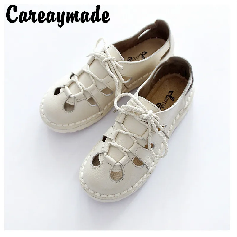 

Careaymade-Free shipping,New style Summer literary and artistic Fltas shoes, homemade cowhide thick bottom women shoes,3 colors