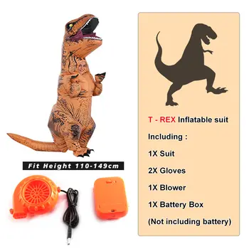 Aufblasbarer T-Rex, Tyrannosaurus Dinosaurier-Kostüm für Kinder und Erwachsene, Rollenspiel, Halloween-Maskottchen, Partybekleidung 10 best sales Halloween-Kostüm - №9