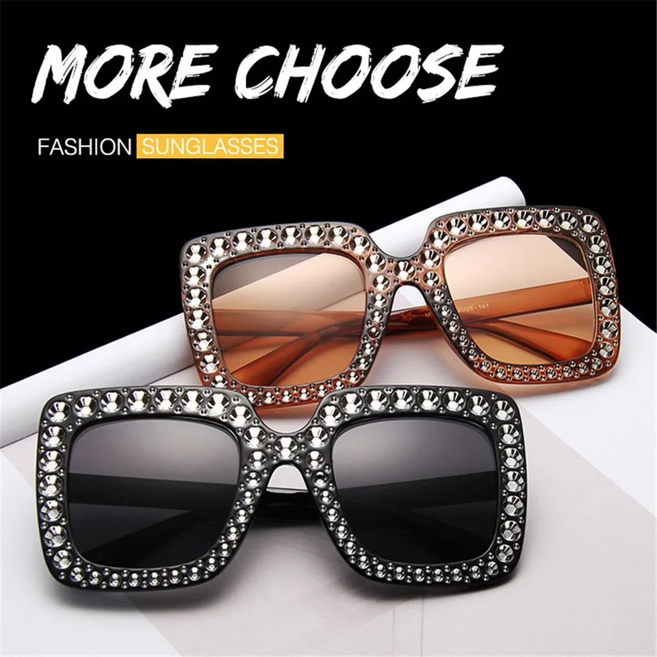 Diamond Oversized Sunglasses Big Square Frame Sunglasses  display picture 1