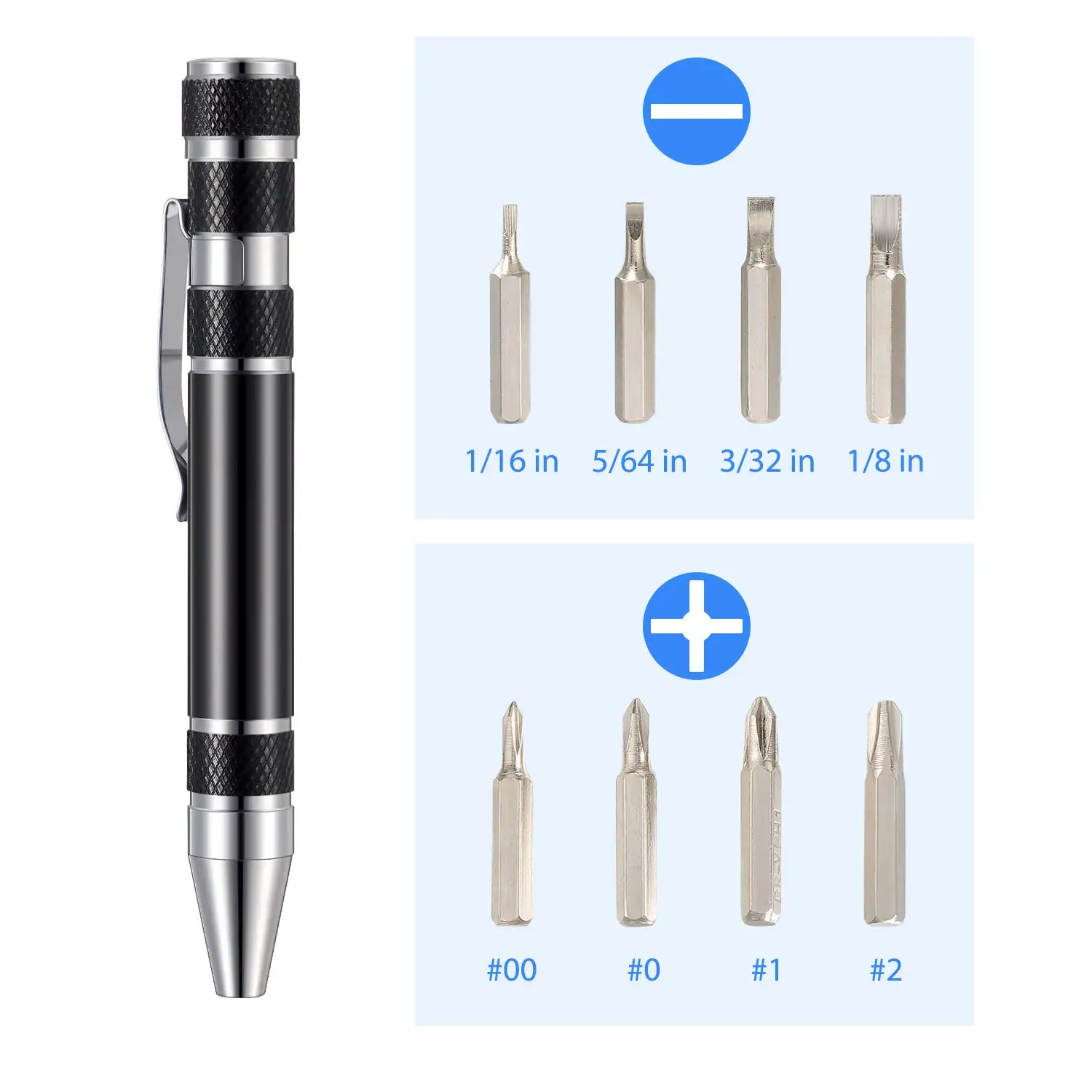 Multi-Funcional Screwdriver Pen, liga de alumínio, 8-em-1 Precision Screwdriver Set, caneta conveniente, ferramenta de reparo