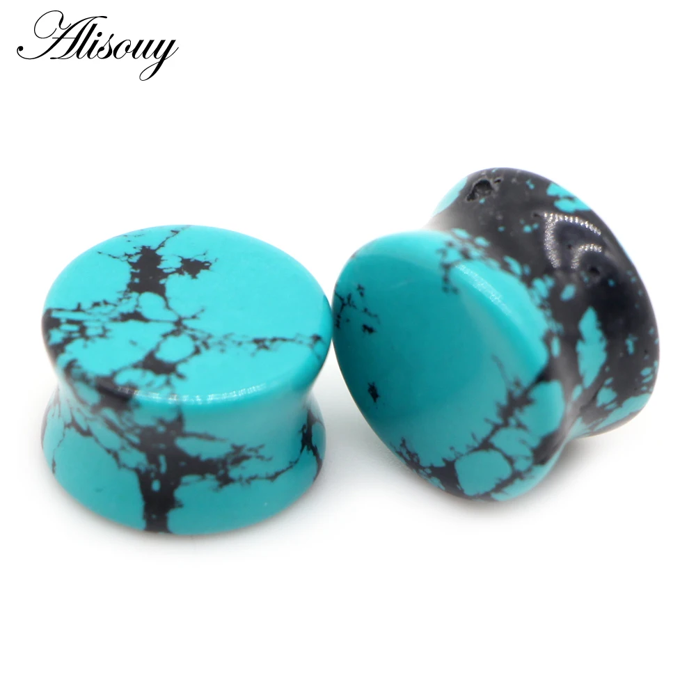 2pcs Stone Ear Plugs Gauges for Body Piercing