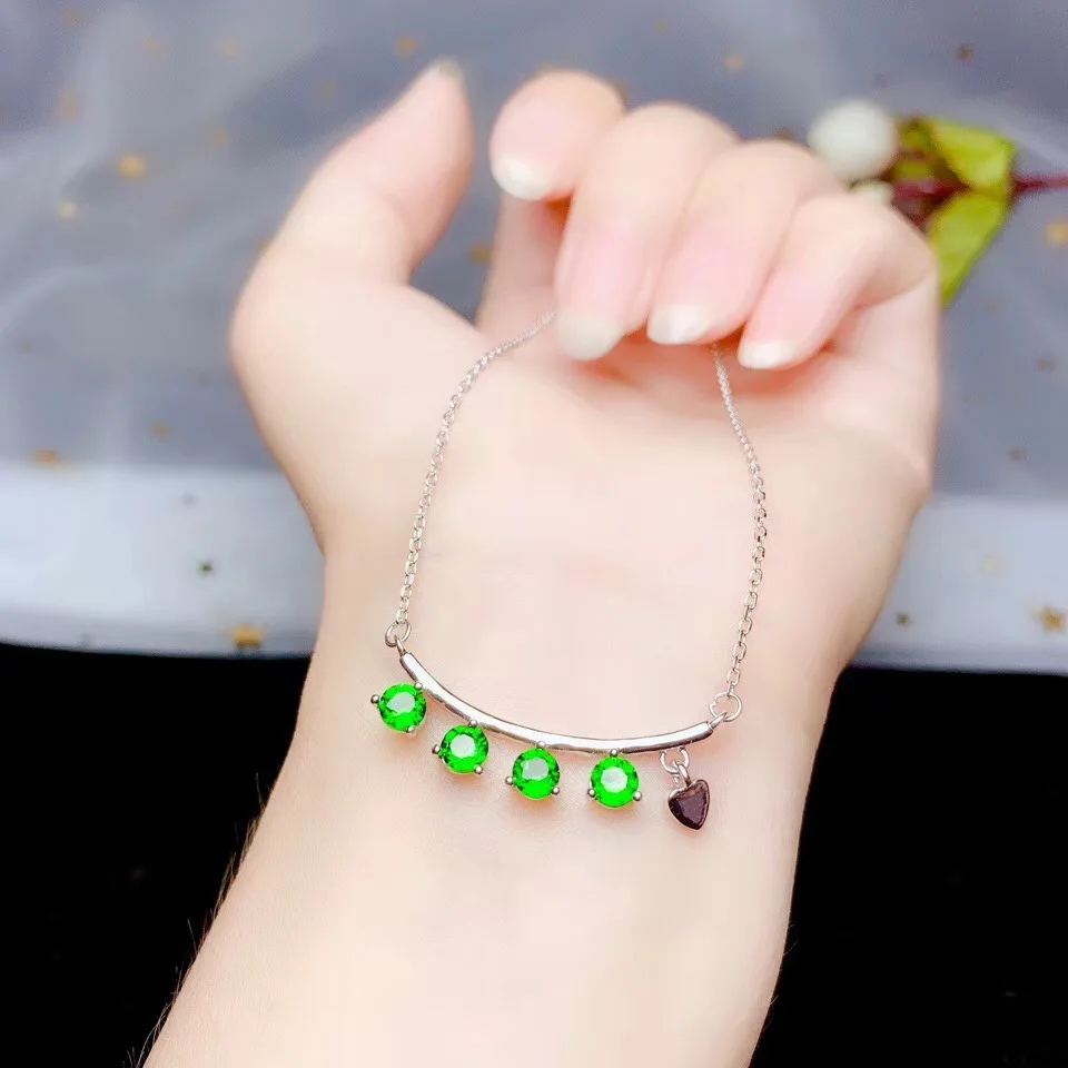 Columbia natural diopside set ring earrings necklace fashionable with new design quality 925 Silver