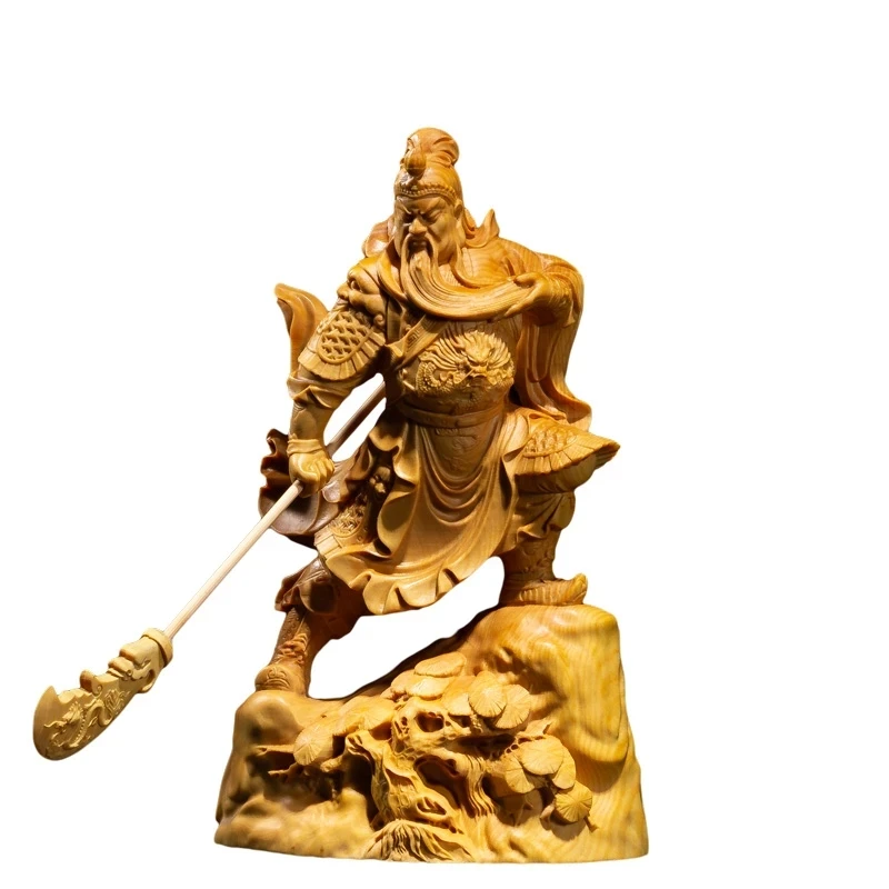 Boxwood 12cm 18cm Guanyu Sculpture The Three Kingdoms Wood Carving Guan Gong Statue Home Decor