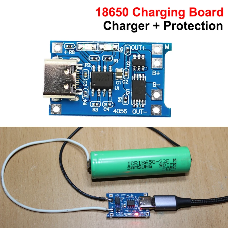 TP4056 5V 1A 18650 Lithium Battery Charging Board Charger Module+Protection Dual Functions Type-c/Micro USB/Mini USB 1A Li-ion