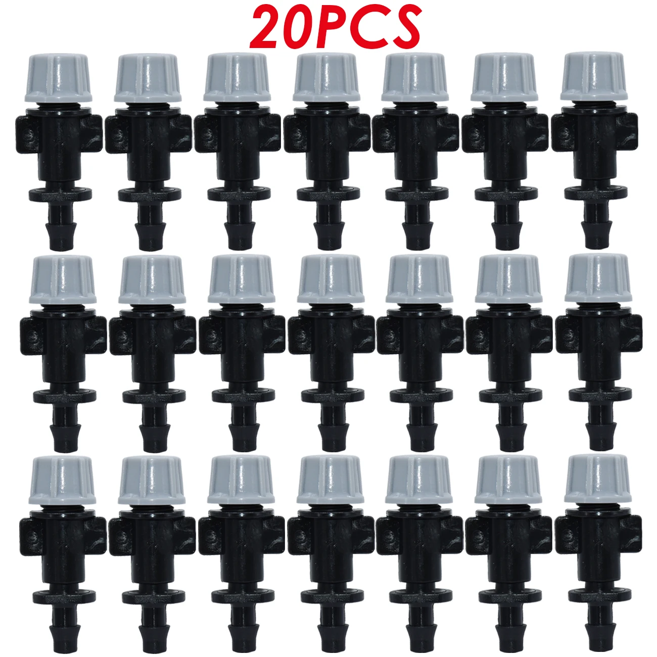 SPRYCLE 20 sztuk regulowany dysza zamgławiająca w Barb złącze trójnikowe do podlewanie ogrodu zraszacz do nawadniania dla 4/7mm 1/4 cal wąż