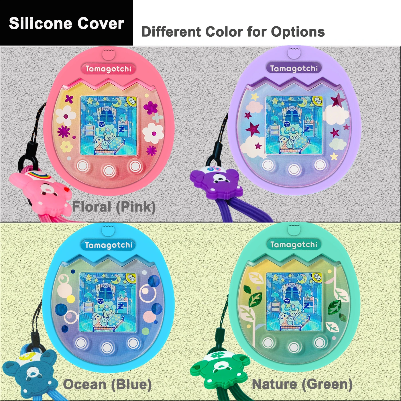 Силиконовый чехол, защита экрана и ремешок с медведем для Tamagotchi Pix, подарки на день рождения для детей (только чехол)