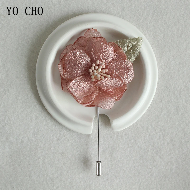 YO CHO-ramillete de flores de tela para boda, broche para novio, abotonadura, planificador de boda, ramillete de boda