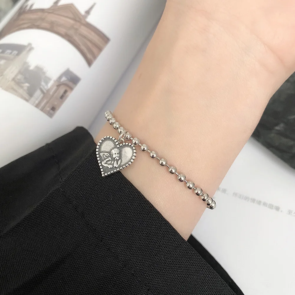 Thomas 925 Sterling Silver Round Angel Baby Love Bracelet Exquisite Temperament Bracelet For Women Men Gift