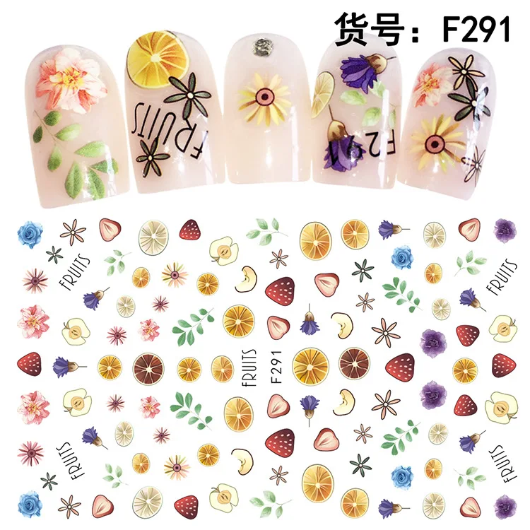 1Pc Summer Fruit 3D Nail Art Sticker Lemon/Avocado/Strawberry Pattern Charm DIY Designs Decoration Manicure Tool 2020 New