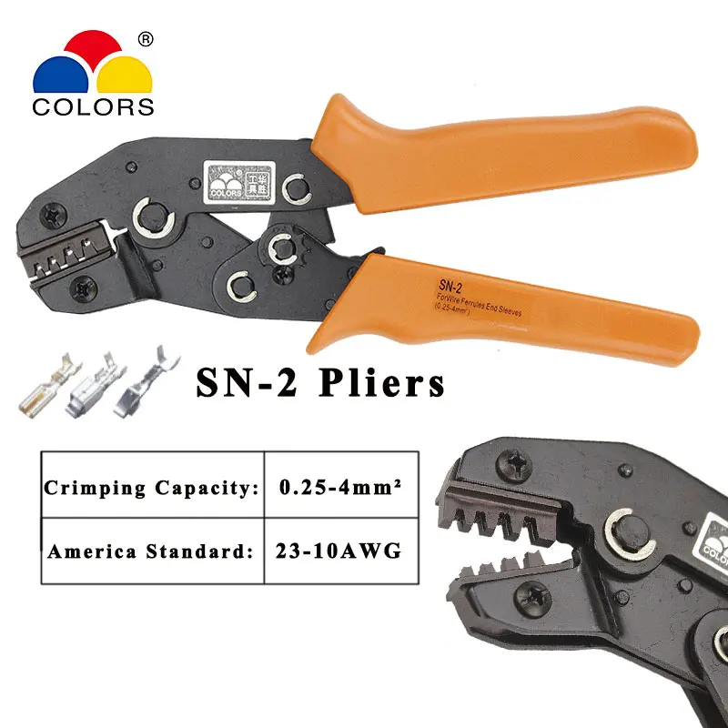 Alicates de mano de prensado autoajustables, herramientas de prensado de terminales de cable eléctrico, Mini tipo 23-11AWG, SN-2, 0,25-4,0mm, envío