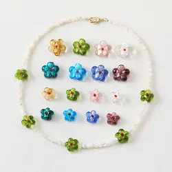 10PCS Glaze Beads Flower Type Pendant Charms for Jewelry Making Necklace Bracelet Diy Earrings Supplies Glass Accessories