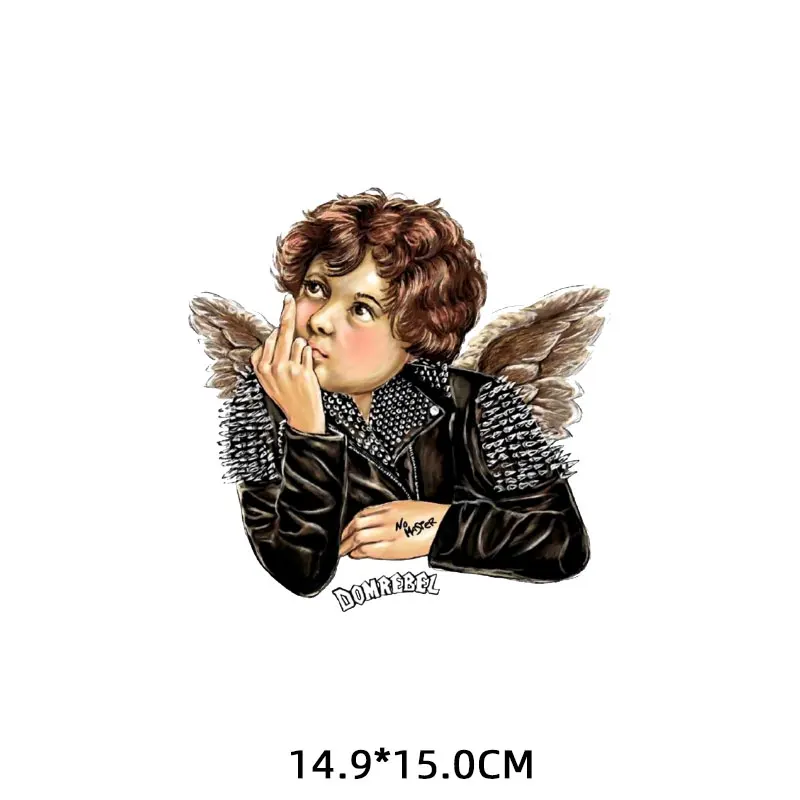 Flowers Angel Wings Iron on Transfers for Clothing Thermoadhesive Patches Cartoon Cute Angel Patch Badge Vinyl Thermal Stickers