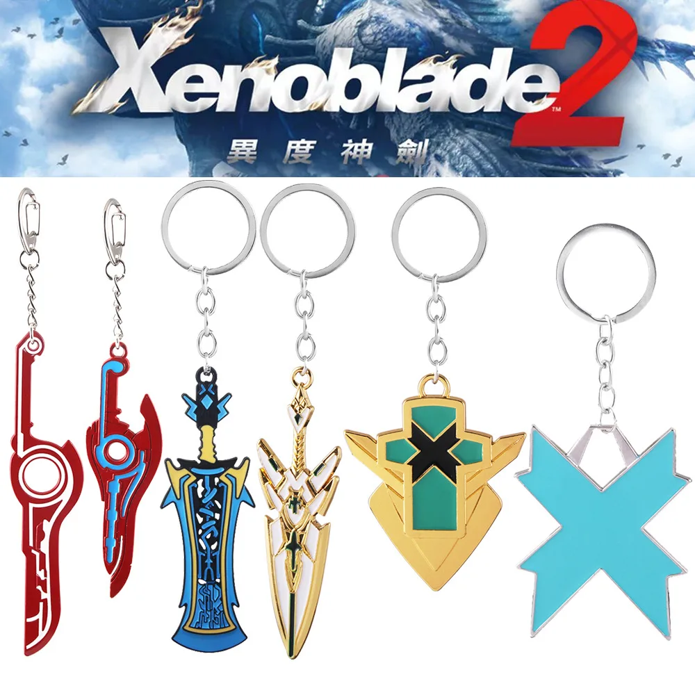 Game Xenoblade Chronicles 2 KeyChain MONADO Pyra Mythra Sword Rex Core Chaveiro Metal Key Chain For Men Car Keyring Jewelry Gift