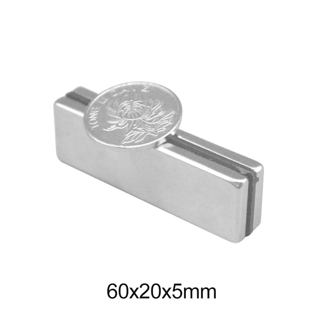 1~10PCS 60x20x5 Powerful Magnets 60mmX20mm N35 Neodymium Magnet 60x20x5mm Permanent NdFeB Magnets 60*20*5 mm  Big Sheet Magnet