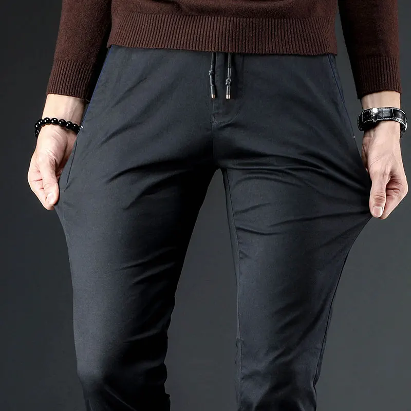 2024 Kolamkov New Arrival Fashion Style Men Leisure Pants High Quality Solid Straight Men's Sashes Trousers Plus Size 28-36
