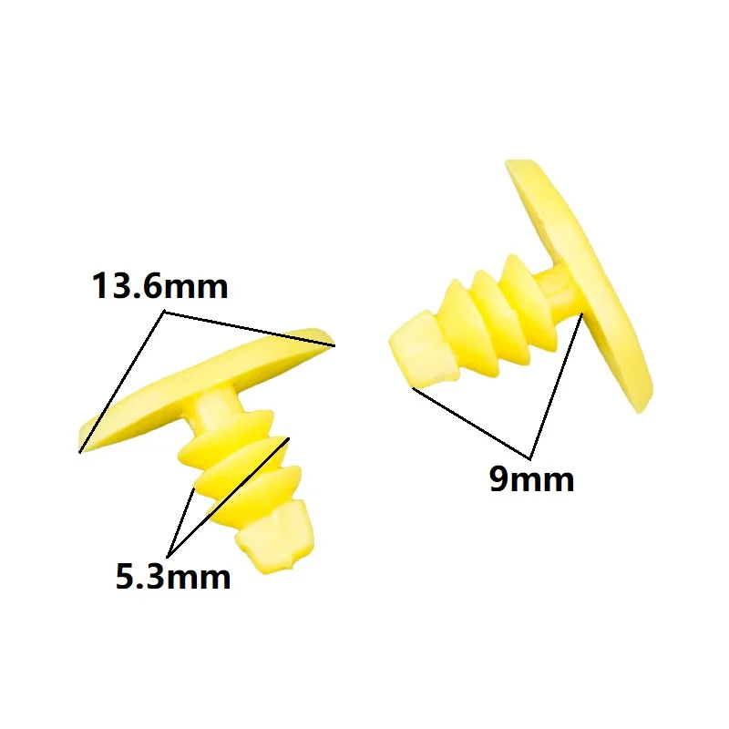 50 Pcs Yellow Universal Auto Fastener Replace Screws Weatherstrip Retainer Plastic Rivets Seal Clips Fits for Toyata Citroen etc