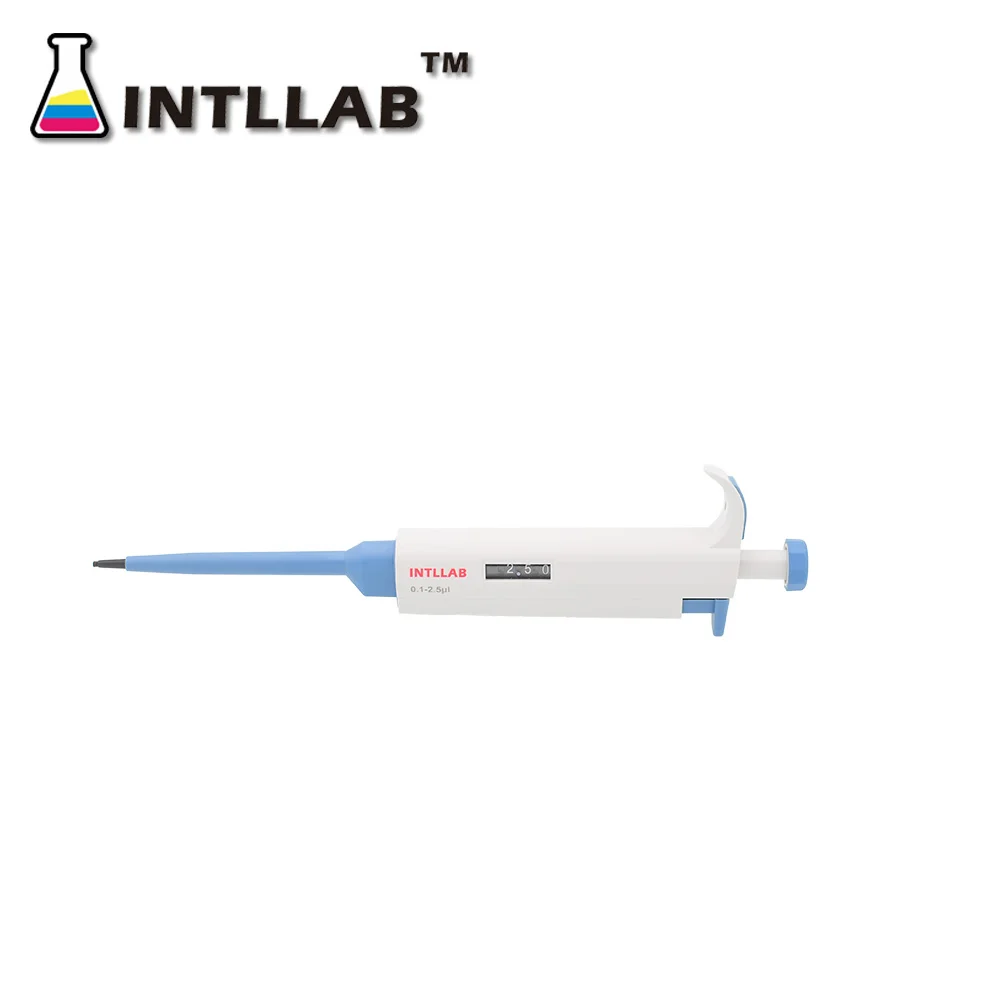 INTLLAB MicroPipette Gun Lab Single Channel Pipette Adjustable Volume Pipette with Tips