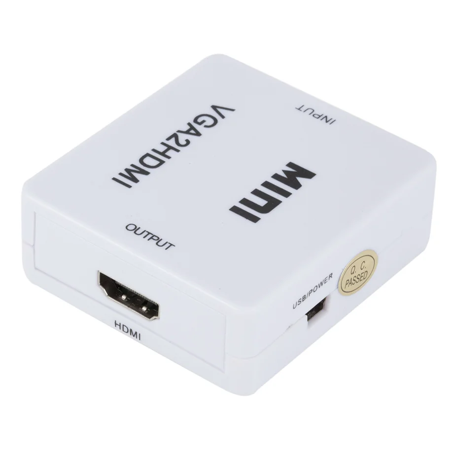 Grwibeou Portable Mini VGA to HDMI-compatible Converter VGA2HDMI Video Box Audio Adapter 1080P For Notebook PC HDTV Projector TV