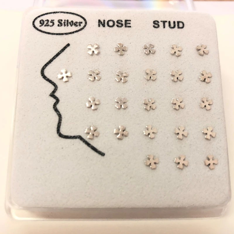 24pcs/set Cross Heart Nose Ring & Studs 925 Sterling silver Body Jewelry for Women Girl Fashion Nose Piercing ball end party