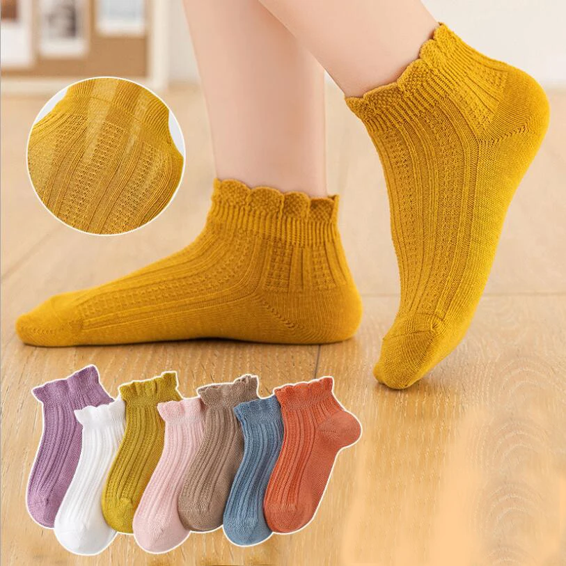 Vintage Lace Cuff Socks for Girls Clothes Spring Summer Princess Girls Lace Socks Cotton Ribbed Mesh Toddler Child Sports Socks