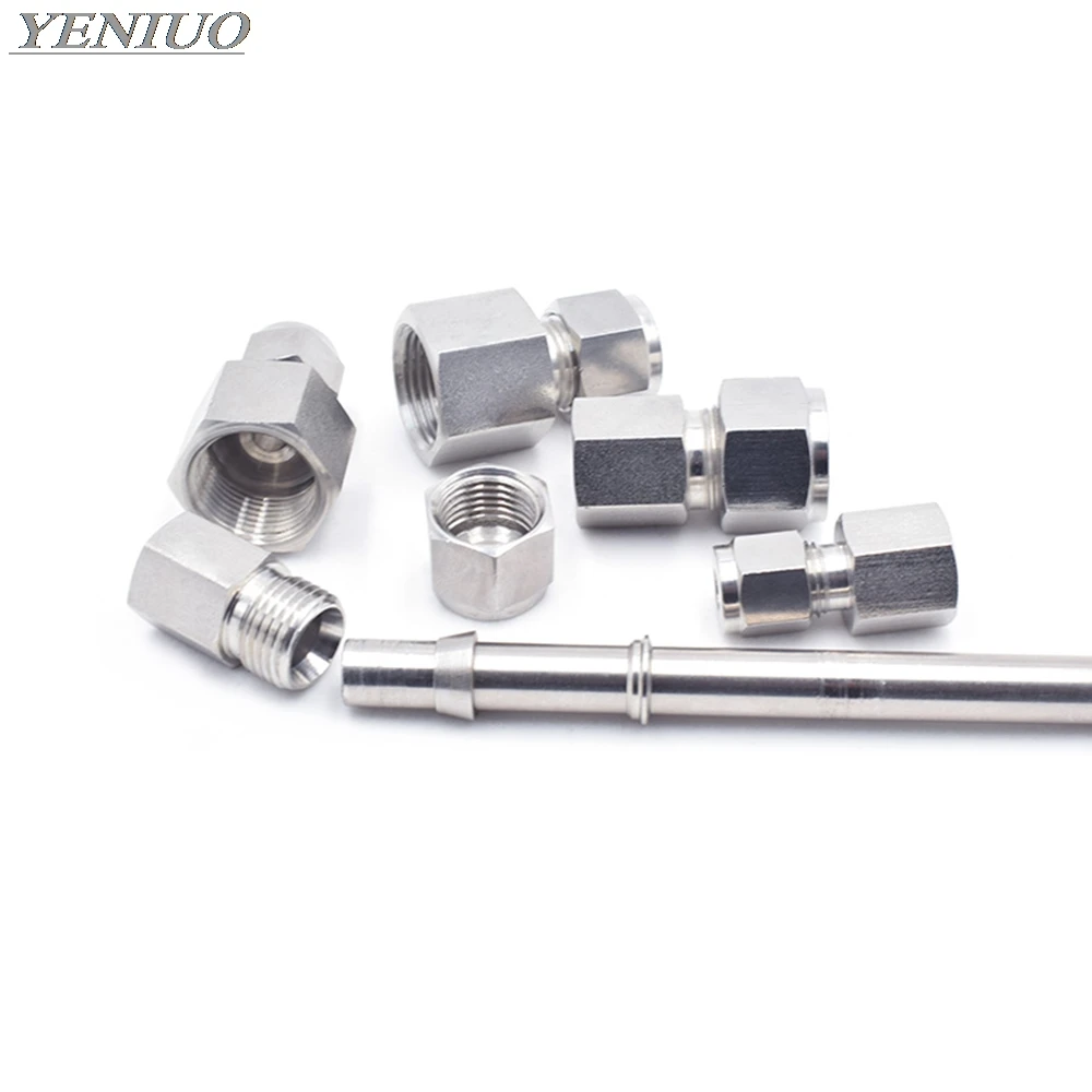 

304 SS Stainless Steel Pipe Connector 6-12mm Pipe OD to 1/8" 1/4" 3/8" 1/2" Female Thread Double Ferrule Tube Fittings