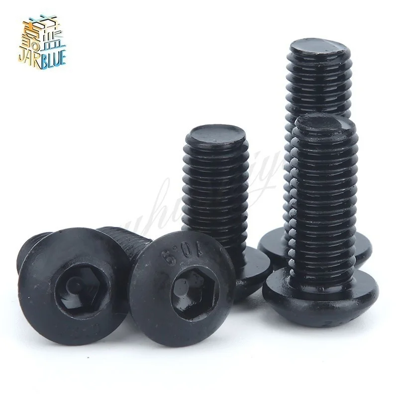 

M2 M2.5 M3 M4 M5 M6 M8 M10 Grade 10.9 Alloy Steel Screws Hex Socket Round Head Cap Black Screw Furniture Fastener Bolt