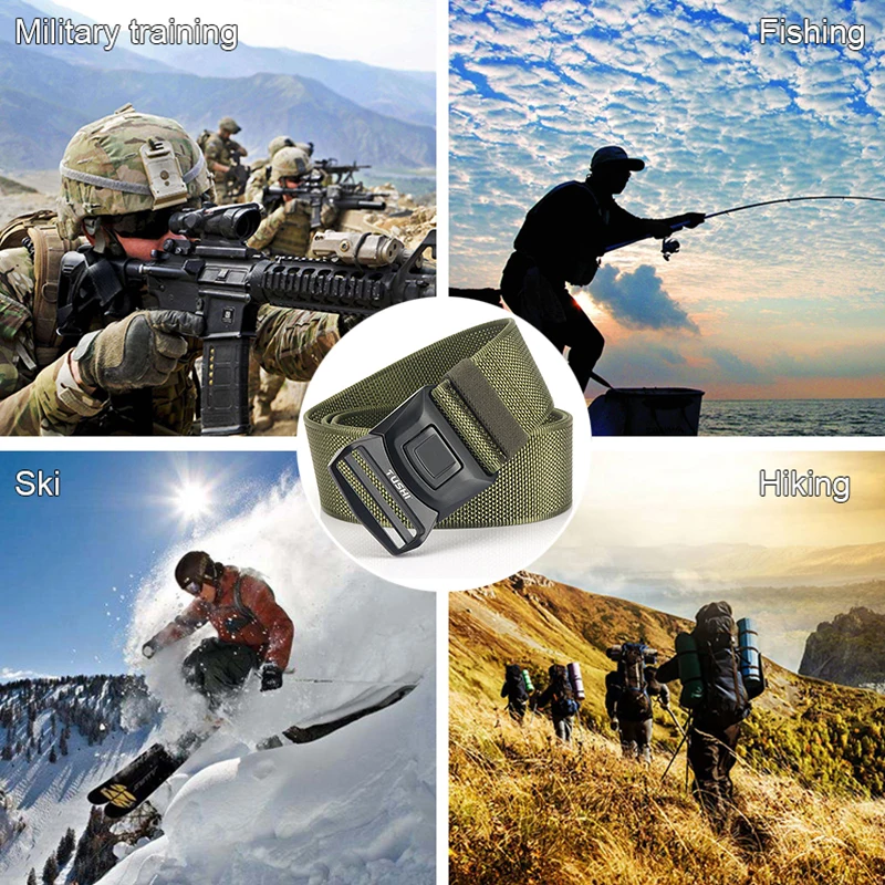 HSSEE 5cm Fashion Tactical Belt Metal Buckle Quick Release Heavy Military Army Belt Soft Nylon Outdoor Casual Wide Belt Male