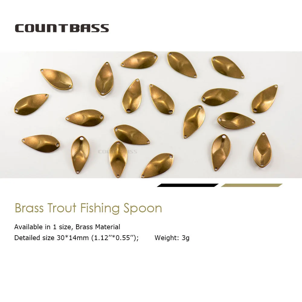 COUNTBASS 50pcs Brass Salmon Fishing Spoon Blanks 1.6g & 3g ( 7/64oz) Trout Bass Pike Baits Unpainted Angler's Lures