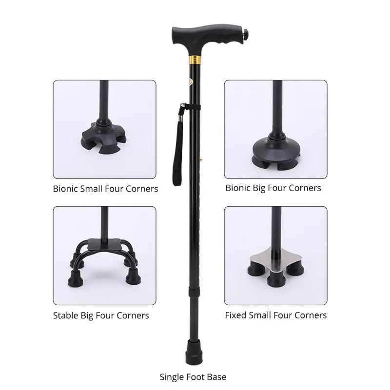 Safety Telescopic Stick Trusty Elderly Crutches Multifunctional Walking Stick Parents Cane Outdoor Camping Trekking Hiking Stick