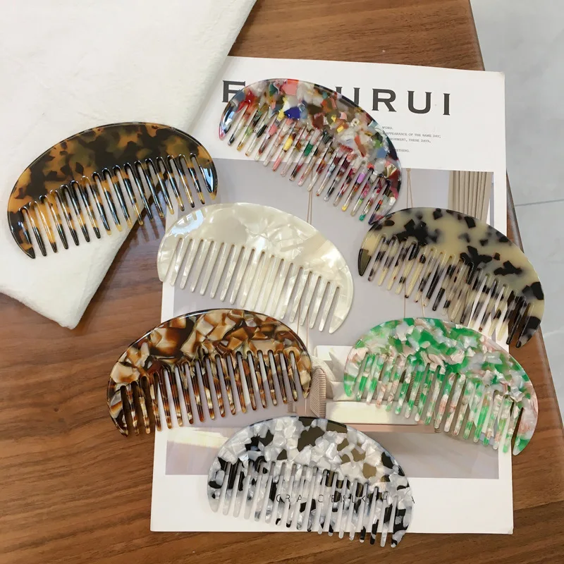 Hot Sale Anti Static Wide Tooth Acetate Hair Comb Portable Marble Tortoise Shell Hairdressing Comb Hair Tools For Women Girl