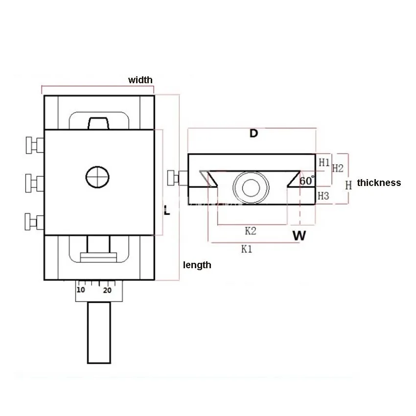 Precision Cylindrical Scale Dovetail Slot Screw Sliding Stage Linear Slide Block Screw Sliding Table Stroke 45mm (100*50*30mm)