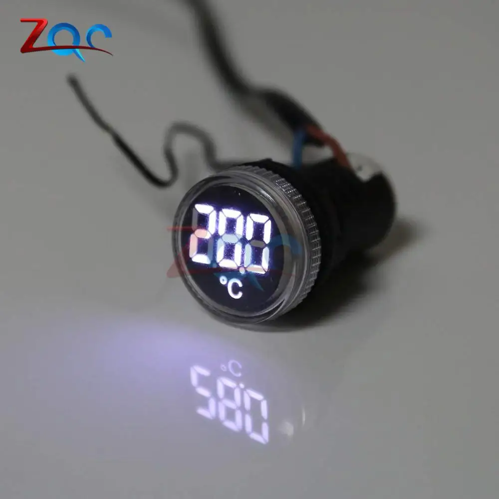 22mm AC 50-380V 110V 220V LED Digital Light Thermometer Indicator Temperature Sensor Induction Tester thermograph Meter -20-119℃