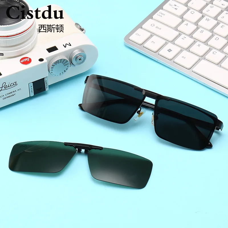 Double-layer polarized myopia glasses, metal glasses, metal frame flip glasses
