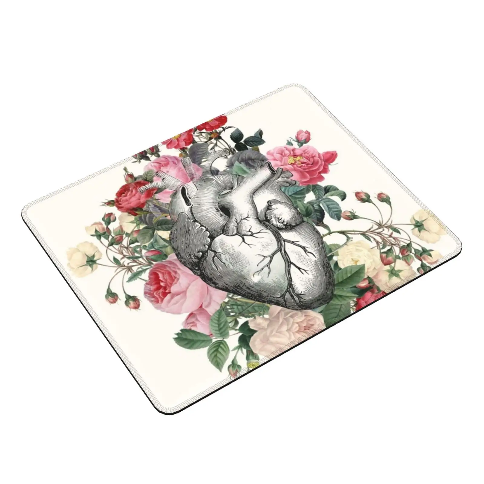 Roses For Her Heart Mouse Pad DIY Print Roses Heart Love Anatomical Beautiful Floral Anatomy Anatomical