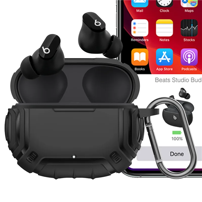 Untuk Beats Studio Bud Casing 2021 Penutup Baru untuk Pria Pelindung Seluruh Tubuh untuk Beats Studio Bud Casing Pengisi Daya dengan Gantungan Kunci,