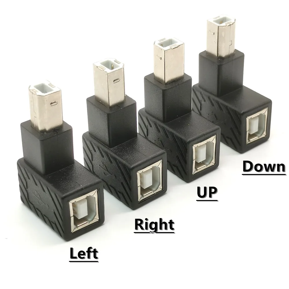 USB ADAPTER TYPE B MALE TO FEMALE RIGHT ANGLE 90 DEGREE UP&DOWN&LEFT&RIGHT ADAPTOR USB 2.0