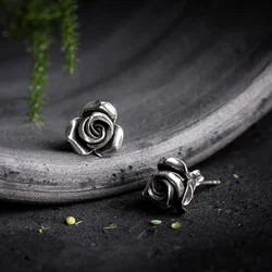 Women's Silver Color Stud Earrings Vintage Rose Flower Shape Earrings Wedding Band Bridal Earrings Lover's Gifts Party Jewelry