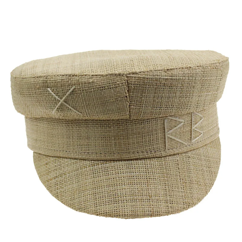 2022 New Brand designer Straw Caps Women Newsboy Cap Raffia Summer Sun Visor