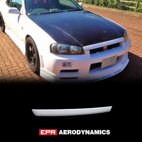 Accessori auto Per Nissan Skyline R34 Tipo-R URAS Tipo-2 Cofano In Fibra di vetro Labbro FRP Fibra di vetro Cofano Copertura Estensione Parte di Tuning